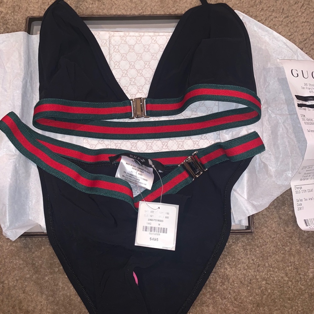 GUCCI Woman's Black Two Piece Bikini size M